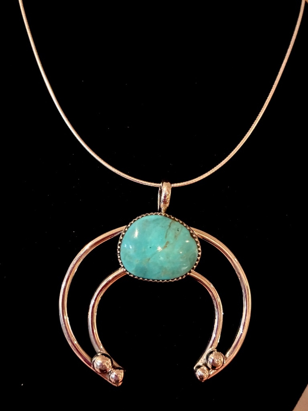 Navajo Turquoise & 925 Sterling Silver Necklace, Stamped & Signed